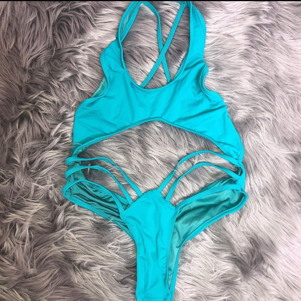 Teal Women’s Cut Out Monokini One Piece Swimsuit